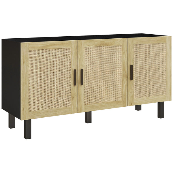 English Elm Homcom Boho Sideboard Buffet Cabinet With Rattan Doors, Adjustable Shelves & Safe Design For Storage W2225P229134