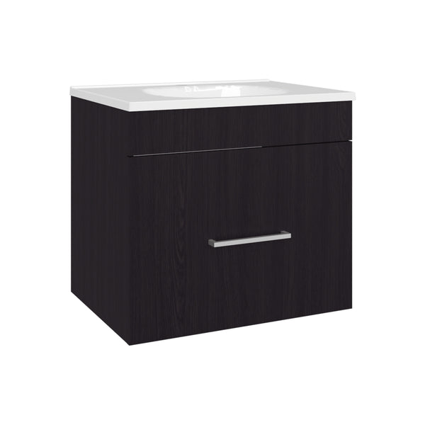 English Elm Bathroom Vanity with Sink Engineered Wood, Single Drawer Storage, Compact Modern Minimalist Design Black 28.35 L x 23.23 W x 11.81 H B097P350323