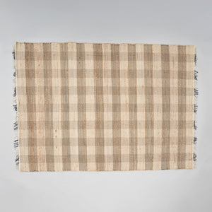 English Elm Area Jute Cotton Flatweave Rug Handwoven Gray Plaid for Living Room or Entryway B346P321260