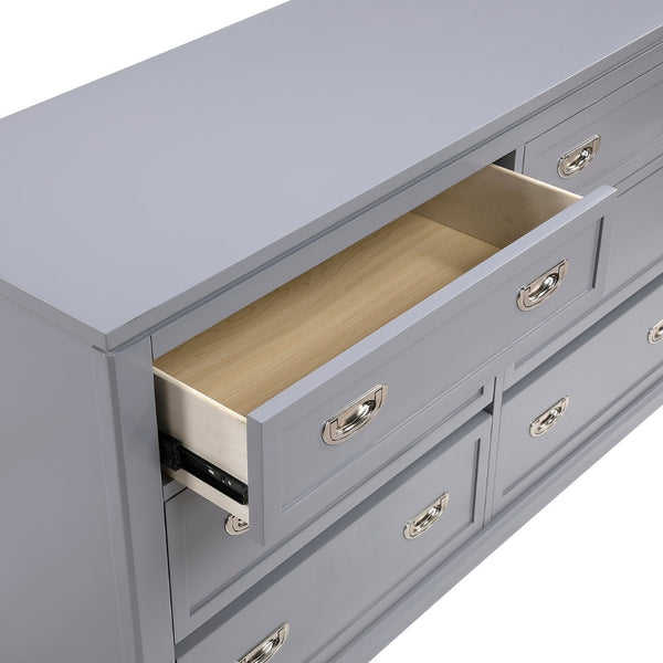 English Elm Gray Lacquer Six Drawer Dresser with Dovetail Wood Construction for Modern Bedrooms Gray B011P463881