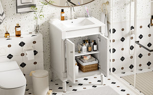 English Elm 24'' Modern Bathroom Vanity with Ceramic Basin, Solid Wood Frame, Soft-Close Doors, Ample Storage White N710P190503K