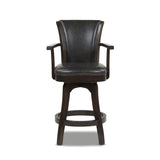 English Elm Williams 27In Swivel Counter Height Bar Stool, Vintage Black Brown Faux Leather