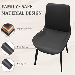 English Elm Black Pu Leather Dining Chair Set Of 4 – Modern Ergonomic Design With Metal Legs For Home & Office T3967P384553