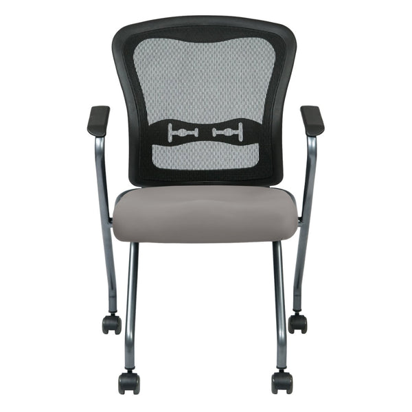 OSP Home Furnishings Deluxe Nesting Armchair with Mesh Back Lumbar Support for Office and Meeting Rooms Stratus 84440-R103