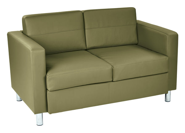 OSP Home Furnishings Pacific Faux Leather 2-seater Loveseat with Chrome Legs for Modern Living Spaces Sage PAC52-R106