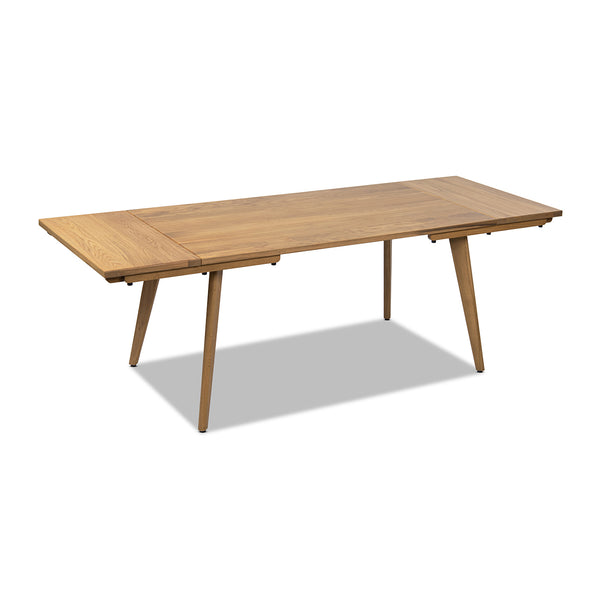 English Elm Jennifer Taylor Home - Capri Solid Red Oak 59–90.5" Extendable Dining Table for 6–8 with Mid-Century Tapered Legs and Grain Brown B2719P395577