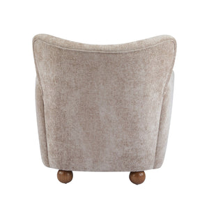 English Elm Christopher Knight Home® - Cozy Wingback Armchair with Plush Bouclé Upholstery, Solid Wood Legs, Timeless Elegant Comfort beige brown 32 L x 29.5 W x 26.75 H N776P293322B