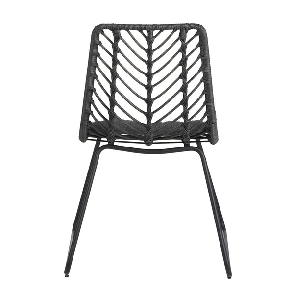 English Elm 7 Piece Outdoor Dining Set Acacia Wood Top Iron Hairpin Legs Pe Rattan Chairs Patio N762S000022AAE
