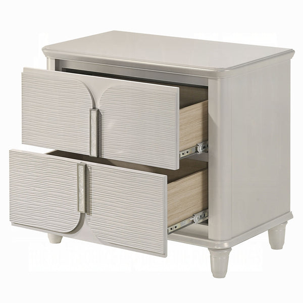 English Elm Pearl Elegant Pearl White Nightstand 2-Drawer Glam Wooden Bedside Table 30"W x18"D x27"H Durable Finish B2741P322567