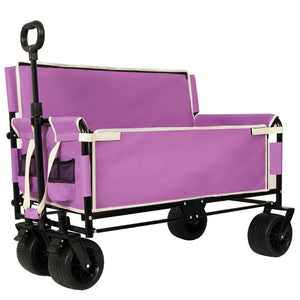English Elm 3-in-1 Convertible Folding Wagon with Bench Seat Steel Frame 500lb Capacity Purple W2932P283543