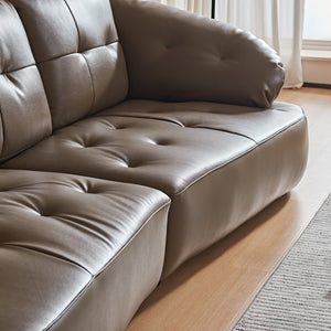 English Elm Modern Elliptical Three Seat Sofa Genuine Cowhide Leather Solid Wood Frame Living Room Brown W1765S00136