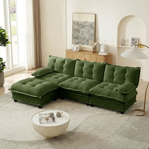 English Elm 107" Modular Cloud Sectional Chenille Deep Seat Couch with Lattice Cushions for Apartments Green W714S01729