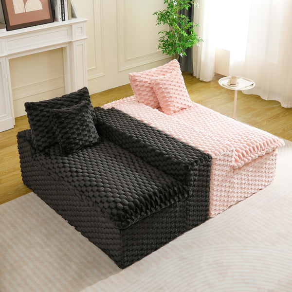 English Elm Luxury Color-Block Turtle Velvet Multifunctional Sofa - Cozy, Stylish Living Room Furniture For Any Space W3371S00051