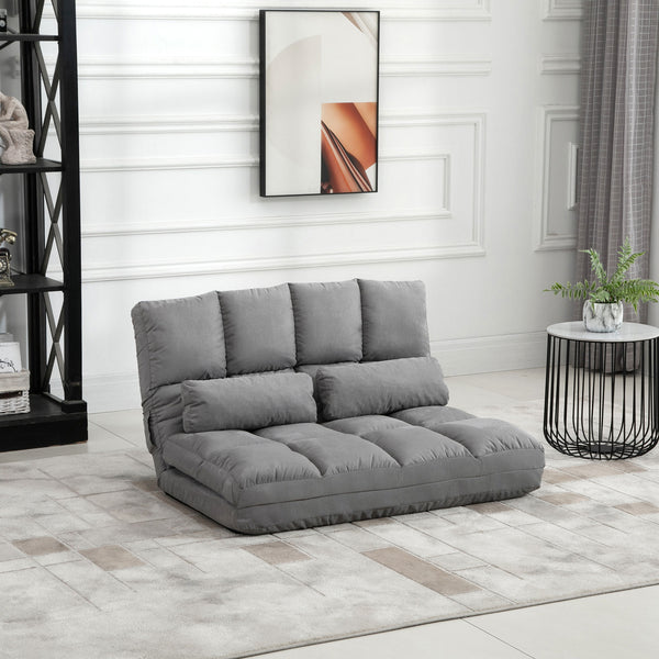 English Elm Homcom Convertible Floor Sofa Chair - Versatile Folding Couch Bed With 2 Pillows & Adjustable Comfort W2225P217476