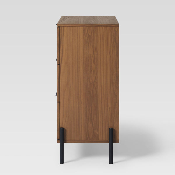 3 Drawer Chest with Reeded Drawer Fronts Mocha PRSB3BMO Walker Edison