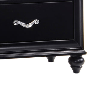 English Elm Wilton Black 2-Drawer Nightstand with Glossy Metallic Acrylic Fronts, Faceted Crystal Hardware, Elegant Storage B062P328709