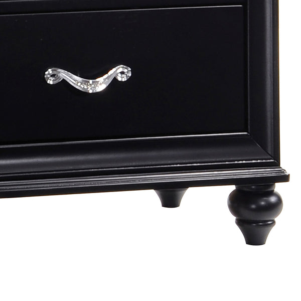 English Elm Wilton Black 2-Drawer Nightstand with Glossy Metallic Acrylic Fronts, Faceted Crystal Hardware, Elegant Storage B062P328709