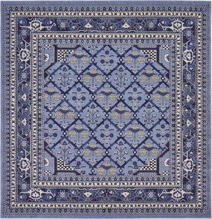 Unique Loom La Jolla Trellis Machine Made Geometric Rug Blue, Blue/Ivory/Navy Blue/Light Blue 7' 10" x 7' 10"