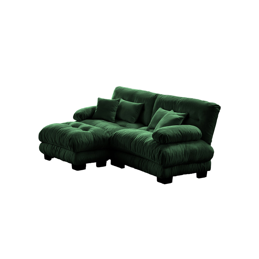 English Elm Cloud Couch Sectional Sofa - Luxurious Chenille 2-Seater With Pillows & Convertible Ottoman Design W714S01089