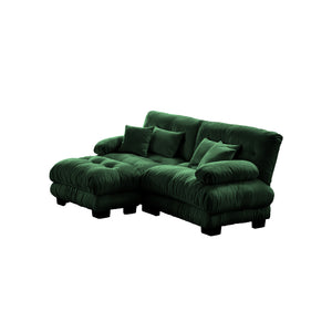 English Elm Cloud Couch Sectional Sofa - Luxurious Chenille 2-Seater With Pillows & Convertible Ottoman Design W714S01089