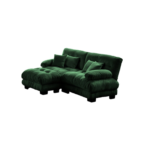 English Elm Cloud Couch Sectional Sofa - Luxurious Chenille 2-Seater With Pillows & Convertible Ottoman Design W714S01089