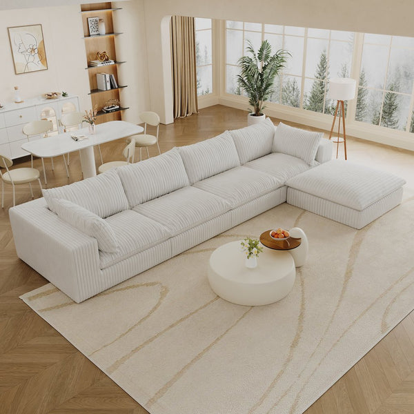 English Elm 157.6"Cloud 157.6" Cloud Sofa - Plush Corduroy Fabric, Modular Design, No Assembly, Perfect For Modern Living Spaces W2824S00101