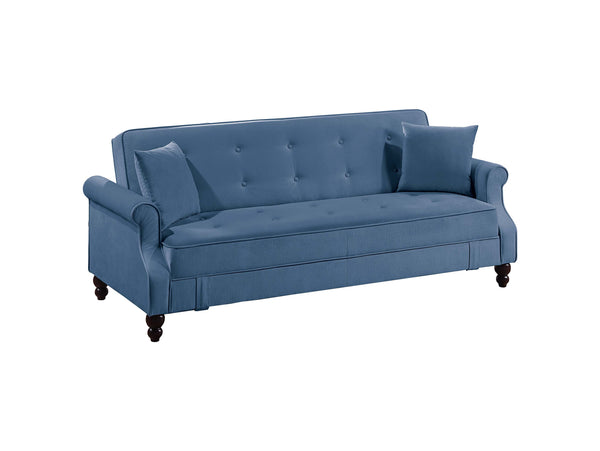 English Elm Adjustable Sofa Bed with Hidden Under-Seat Storage, Button-Tufted Comfort & Rolled Arm Elegance Blue 72 L x 43 W x 13 H B089P240494