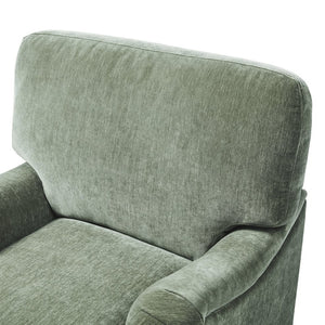 English Elm Candor Overstuffed Accent Chair with English Roll Arms and Walnut Turned Legs Sage B050P466461