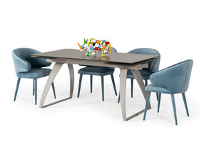 VIG Furniture Pittson Extendable Grey Glass Dining Table With Matte Horseshoe Base, Seats 4–8, Durable 10Mm Top VGYFDT8852F-GRY-DT
