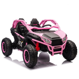 English Elm 24v Two Seater Kids Utv with Parental Remote Dual Motors Four Wheel Suspension Led Pink W1578P198434