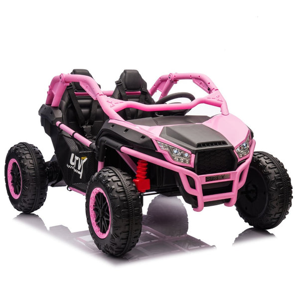 English Elm 24v Two Seater Kids Utv with Parental Remote Dual Motors Four Wheel Suspension Led Pink W1578P198434