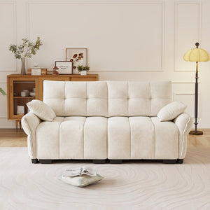 English Elm Premium Chenille Two Seater Sofa Tufted Arms Ergonomic Foam Living Room Lounge White W714S01631
