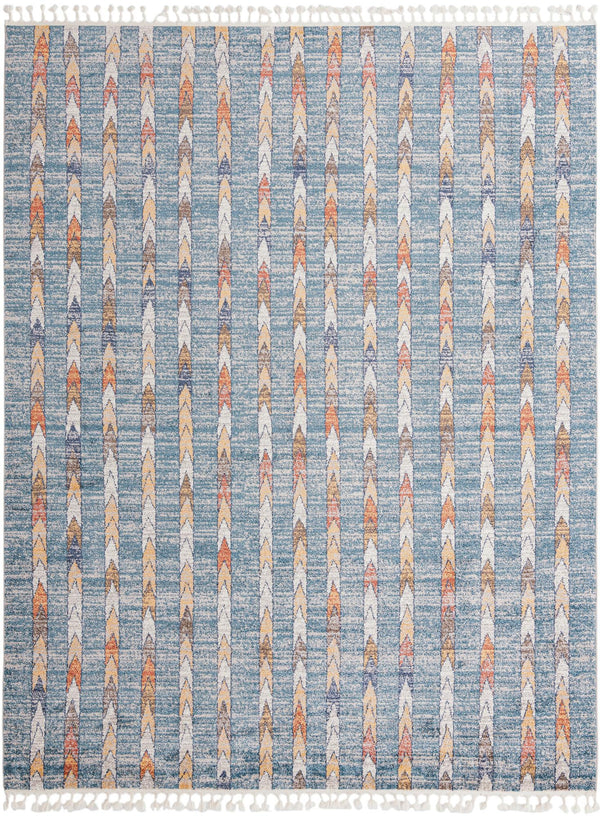 Unique Loom Aramis Aras Machine Made Tribal Rug Blue, Ivory/Navy Blue/Rust Red/Terracotta/Light Brown 9' 0" x 12' 2"