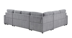 English Elm Nyhan Upholstered Corner Sectional with Pull-Out Loveseat and Storage Chaise, Chenille Elegance Light Gray B102S00079
