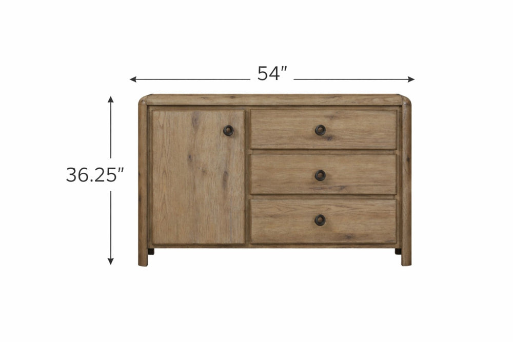 English Elm English Knotty Oak Veneer Accent Chest with Three Drawers for Living or Dining Rooms B2699P443197