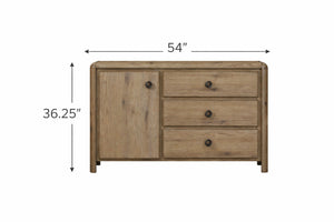English Elm English Knotty Oak Veneer Accent Chest with Three Drawers for Living or Dining Rooms B2699P443197