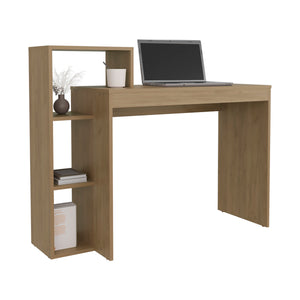 English Elm Computer desk with 3 shelves for home office organization, durable engineered wood, eco-friendly finish Beige 40.55 L x 43.3 W x 3.54 H B097P262377