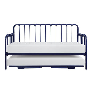 English Elm Daybed Classic Metal Frame with Lift-Up Trundle, Space-Saving Guest Solution with Casters and Foldable Legs Navy Blue 87.75 L x 25.25 W x 6 H B011P332229