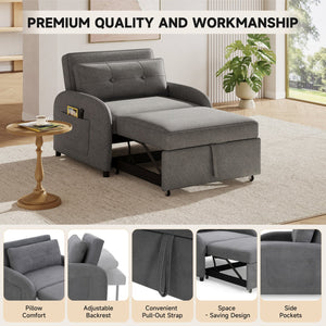 English Elm Christopher Knight Home® - (Old 3-in-1 Convertible Sleeper Sofa Bed with Pillow & Pocket, Compact Loveseat with Pull-Out Bed and Wheels Grey N765P34284849G