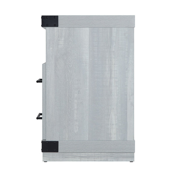 English Elm Richmond 60" TV Stand with Steel Corner Plates, Full-Extension Drawers & Cable Management in Textured Finish Grey B365P398319