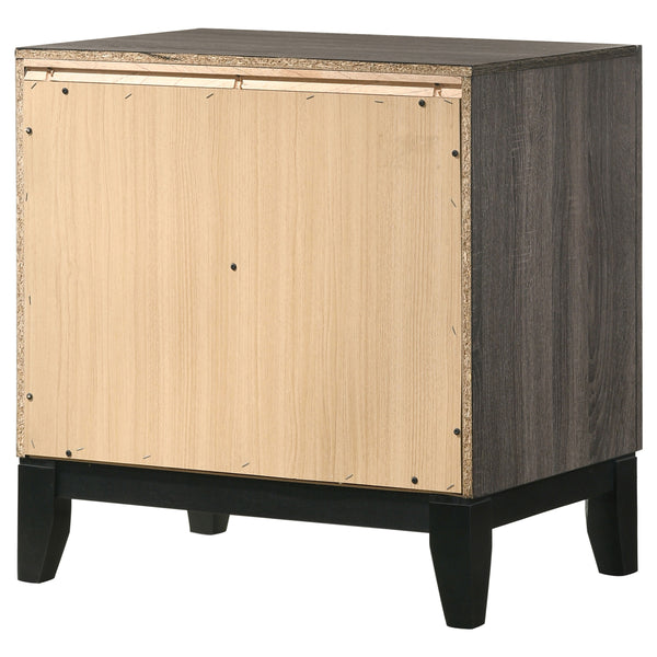 English Elm Stephan Grey Oak modern 2-drawer nightstand with sleek metal handles, spacious storage, organic texture finish B062P333434