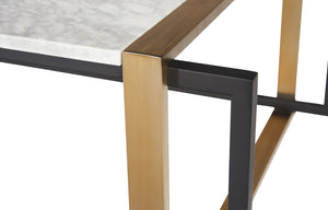 Sunpan GARNET Mid-Century Coffee Table with White Marble Top & Antique Brass Frame – Unique Elegance! 104026