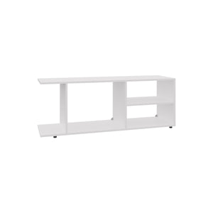 English Elm Entertainment Center Sleek Modern Low-Profile Media Stand with Four Shelves, Durable Engineered Wood Storage & Sturdy Legs, Ready to Assemble White 49.61 L x 15.35 W x 3.15 H B097P250863