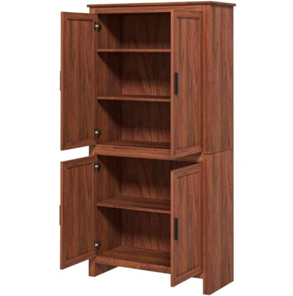 English Elm Spacious Antique White Pantry Cabinet Five Tier Shelving Traditional Kitchen Storage T3971P429180