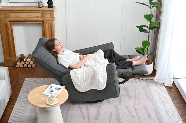 English Elm 270° 270° Power Swivel Recliner Chair with USB Ports, 30° Rocking, 95–150° Recline for Small Spaces Dark Gray W1028S00050