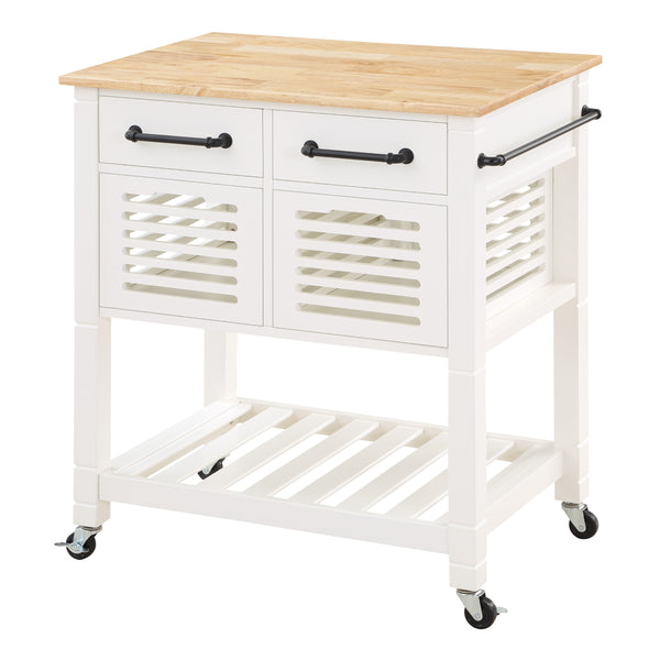 OSP Home Furnishings Stafford Kitchen Cart White