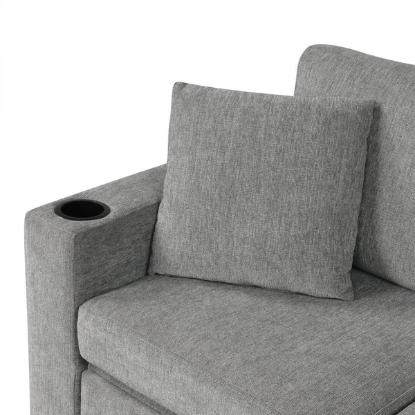 English Elm 101.2" Modular Chenille Sectional Sofa with Tufted Cushions and Deep Seating for Living Room Gray N719S001935E