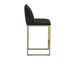 Sunpan Nevin Modern Counter Stool - Stylish Comfort with Antique Brass Legs, Perfect for Any Space Shadow Grey