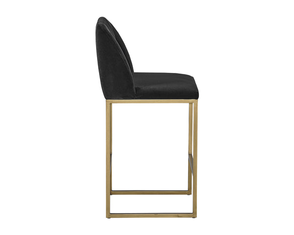 Sunpan Nevin Modern Counter Stool - Stylish Comfort with Antique Brass Legs, Perfect for Any Space Shadow Grey