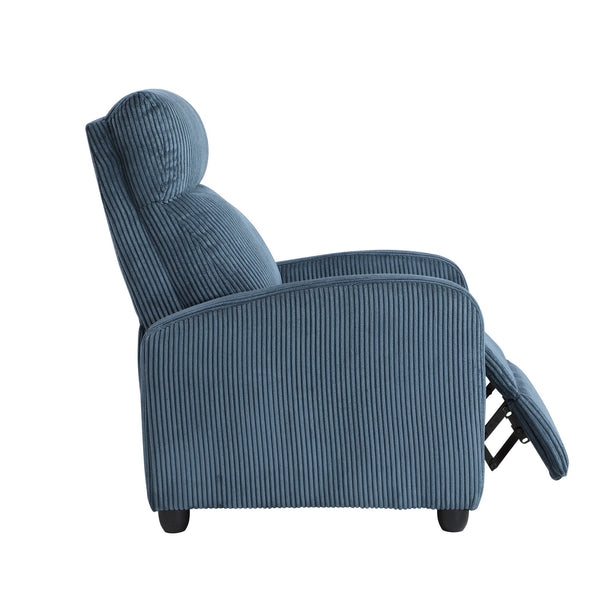English Elm Modern Parsons Push Back Recliner Chair in Soft Corduroy Fabric — Sleek Comfortable Living Room Lounger with Solid Wood Frame and Easy Recline Mechanism Blue 30 L x 27 W x 21.5 H B011P395851